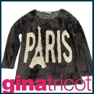 Gina Tricot Black Paris Scoop Neck Eyelash Knit Oversized Sweater (S)
